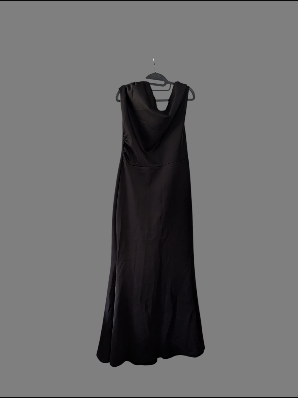 Elegant Black Cowl Neck Evening Dress OYS